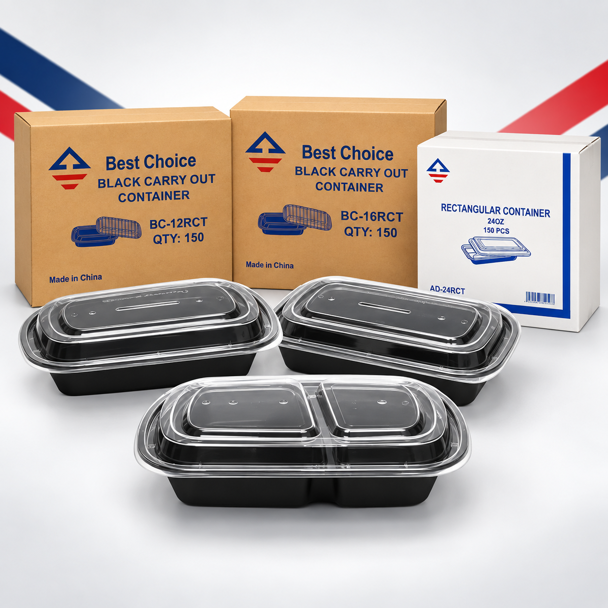 Apollo black rectangular containers