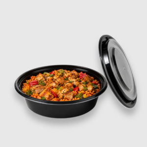 [150ct] black 16 oz carry out containers | disposable food boxes