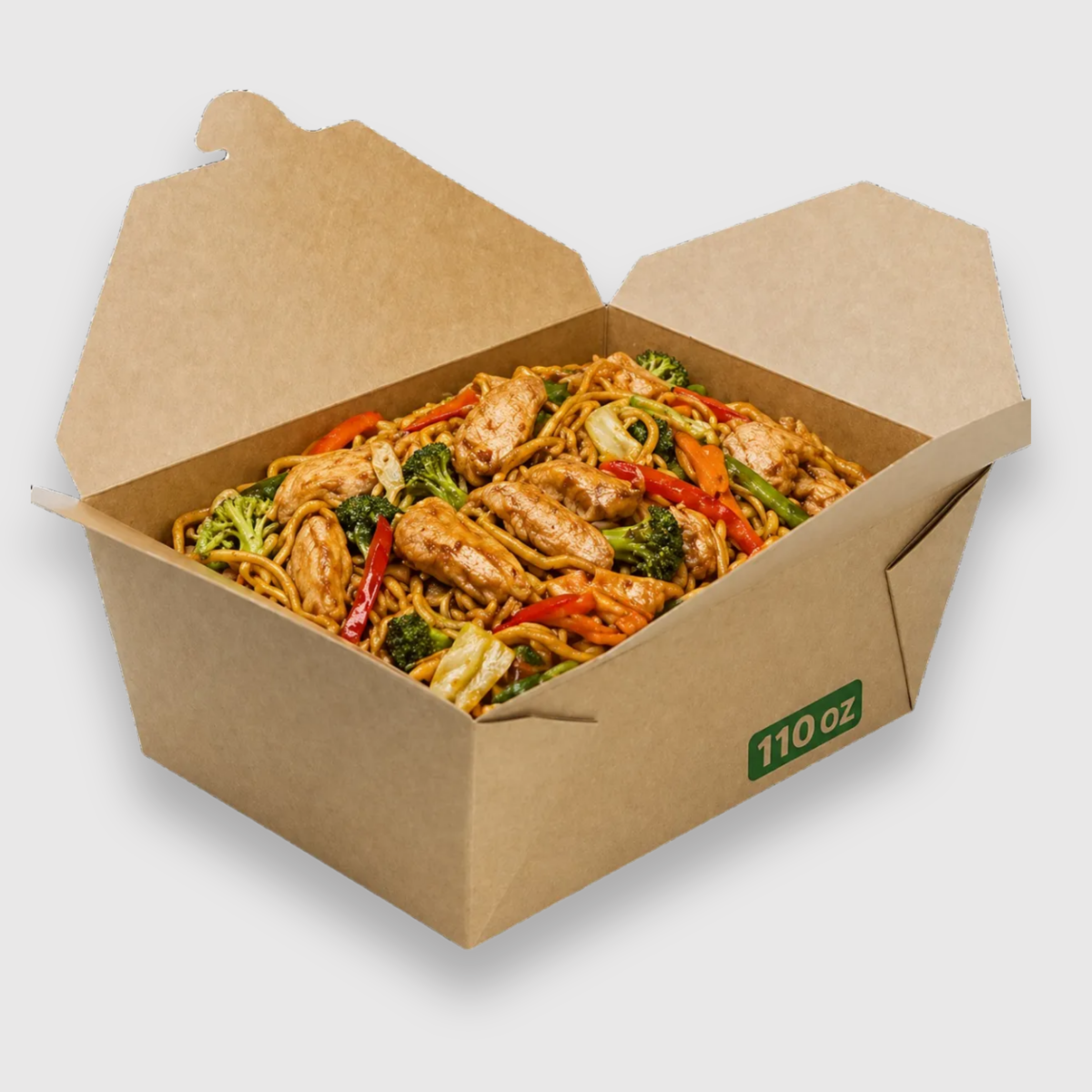 110 oz paper take out boxes – disposable food grade carry out containers, 160 count case