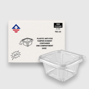 clear 24 oz anti fog tamper evident hinged containers – disposable food storage clamshells, 200 count case