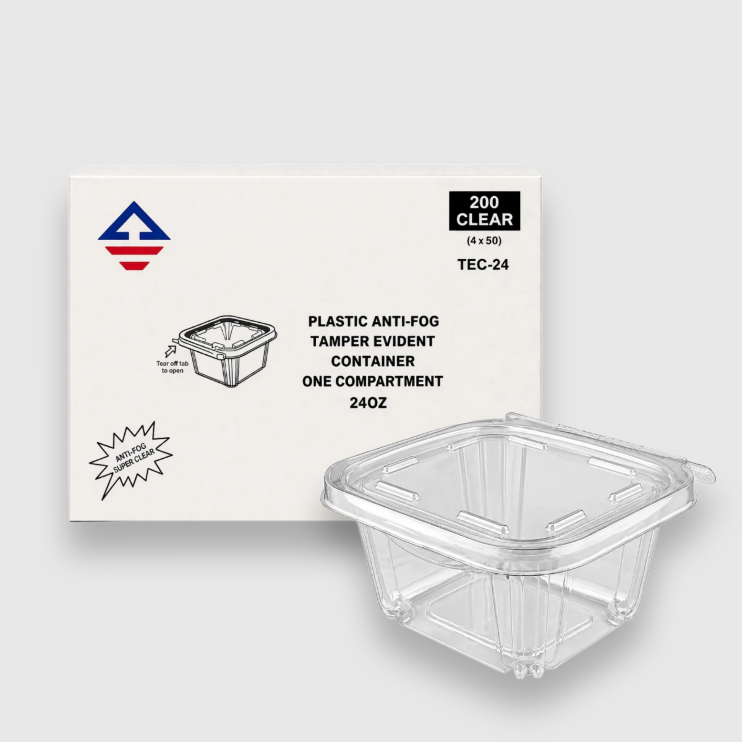clear 24 oz anti fog tamper evident hinged containers – disposable food storage clamshells, 200 count case clear 24 oz anti fog tamper evident hinged containers – disposable food storage clamshells, 200 count case