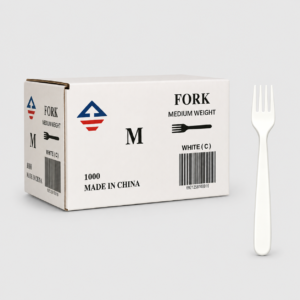 medium weight white plastic forks