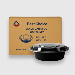 [150ct] black 16 oz carry out containers | disposable food boxes