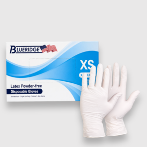 blueridge latex powder free disposable gloves xs–xl – 10 x 100 count (1000 gloves) master case