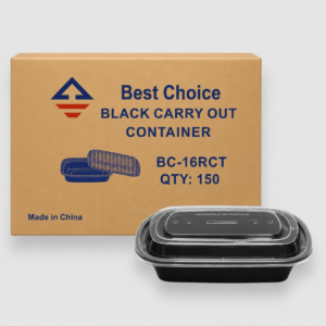 [150ct] black 16 oz rectangular containers