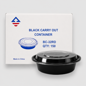 [150ct] black 32 oz carry out round containers