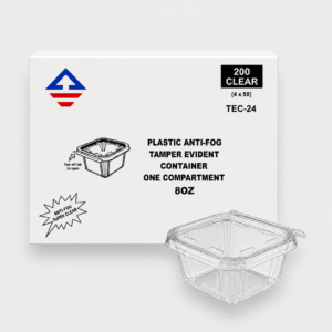 [200ct] clear 8 oz anti fog tamper evident hinged containers