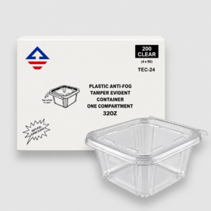 [200ct] clear 32 oz anti fog tamper evident hinged containers