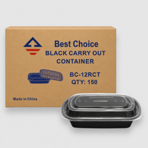 [150ct] black 12 oz rectangular containers
