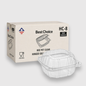 [200ct] 8 oz clear pet hinged deli containers |
