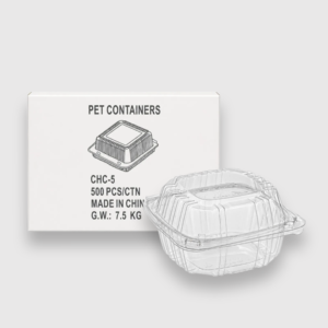 [500ct] 5" x 5.5" pet hinged food containers