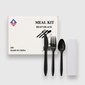 [250ct] heavy duty black meal cutlery kits