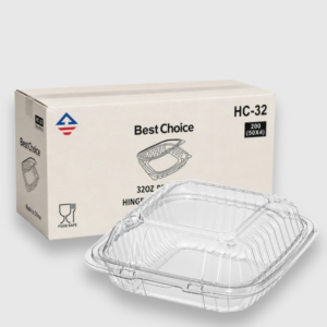 [200ct] 32 oz clear pet hinged deli containers