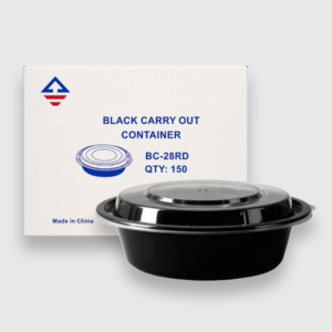 [150ct] black 28 oz round containers
