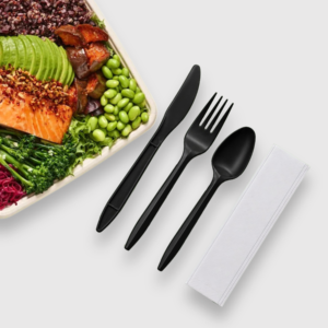[250ct] heavy duty black meal cutlery kits