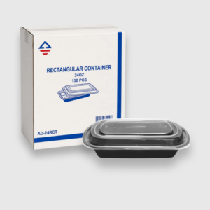 [150ct] black 24 oz rectangular containers