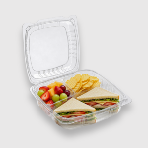 [200ct] 8" x 8" x 3" pet hinged food containers