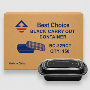 [150ct] black 32 oz rectangular containers