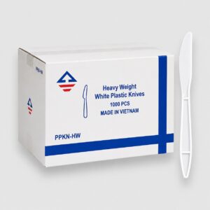 [1,000ct] heavy weight white plastic knives