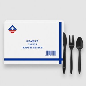 [250ct] medium weight black cutlery kits