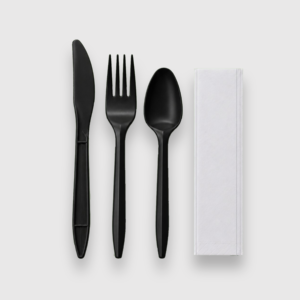 [250ct] medium weight black cutlery kits