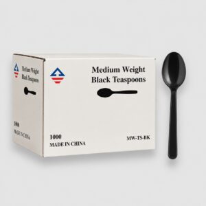 [1,000ct] medium weight black teaspoons
