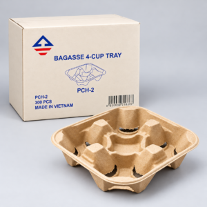 bagasse 4 cup tray and carton 3