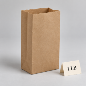 upright kraft bag with 1 lb card
