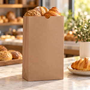 upright kraft bakery bag with croissants 4